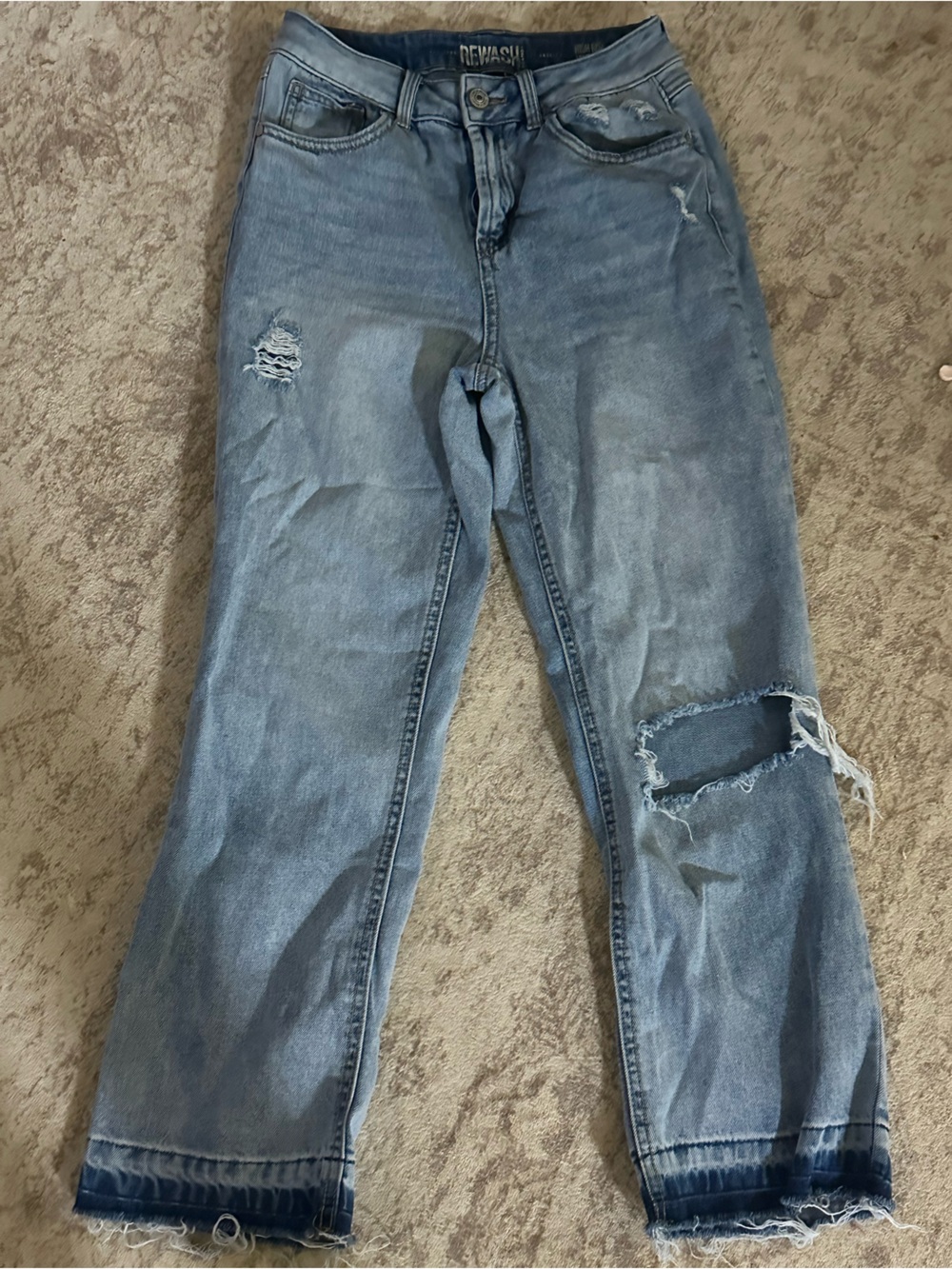 Rewash High Rise Vintage Jeans Size 1/25 Distressed Raw Hem Y2K Light Wash